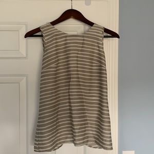 J.Crew Khaki and White Stripe Open Back Tank